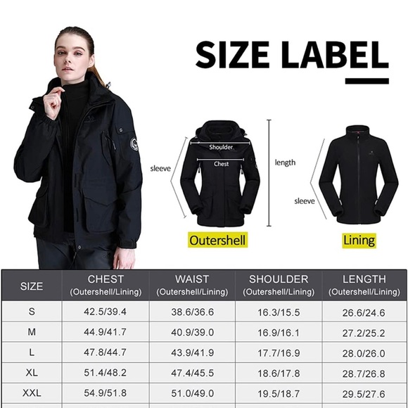 CAMEL CROWN Womens Waterproof Ski Jacket 3-in-1 Windbreaker - Picture 6 of 7